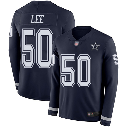 Men Dallas Cowboys Limited Navy Blue Sean Lee #50 Therma Long Sleeve NFL Jersey